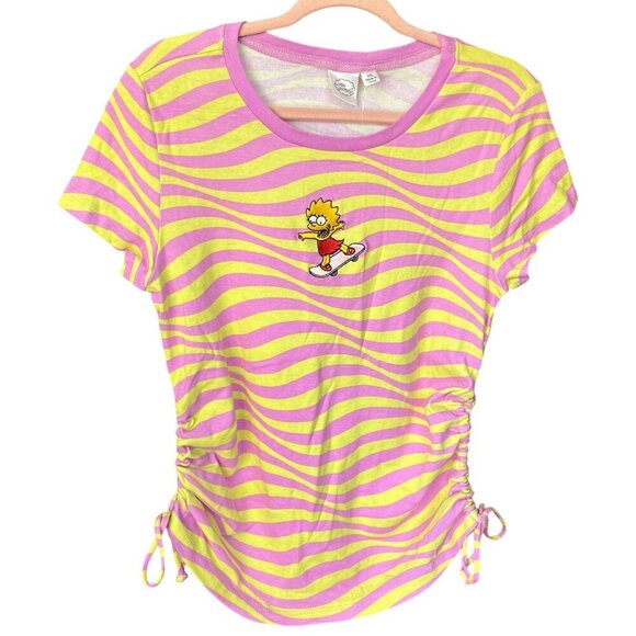 The Simpsons Womens Lisa T Shirt Sz XXL Yellow Pink 90s Streetwear Maximalist - Picture 1 of 9